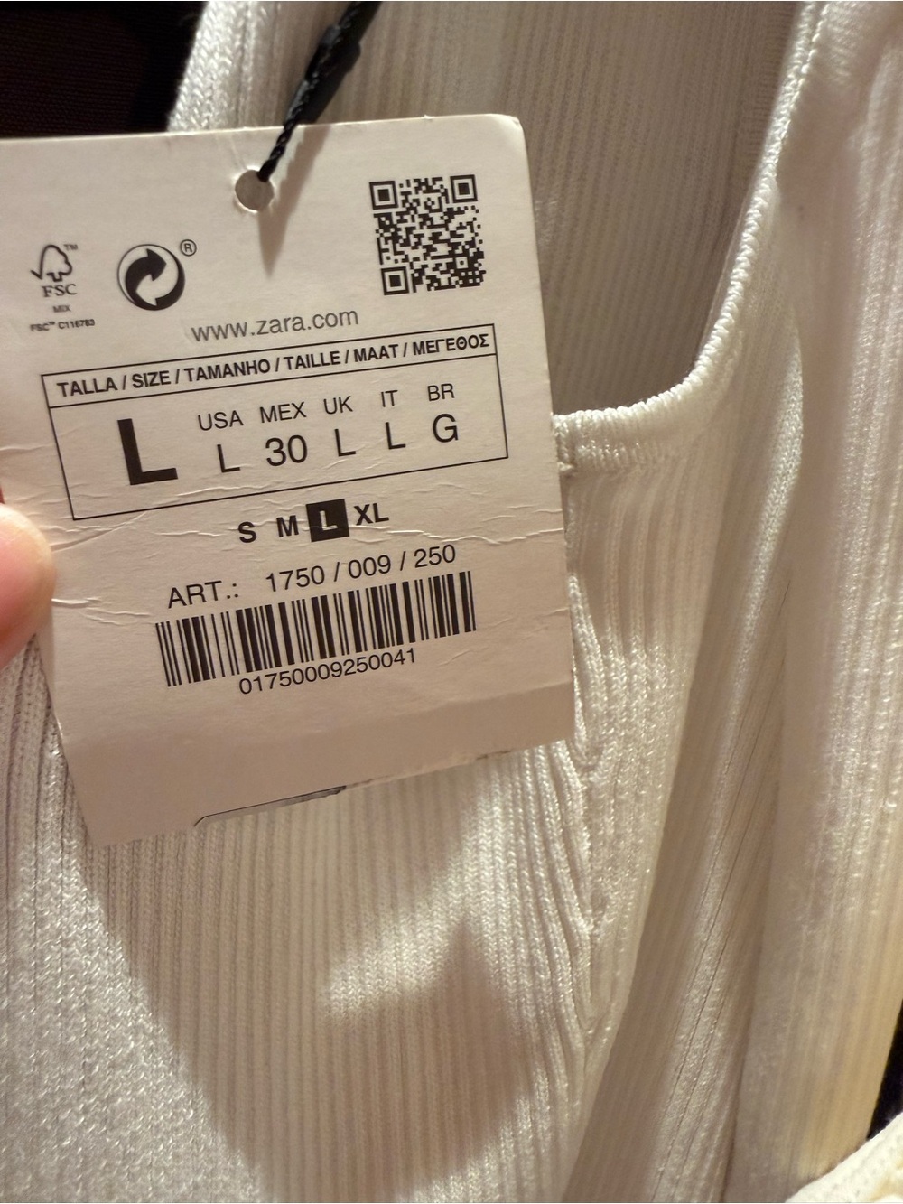 Zara White Ribbed Tank Top/ see I. Love